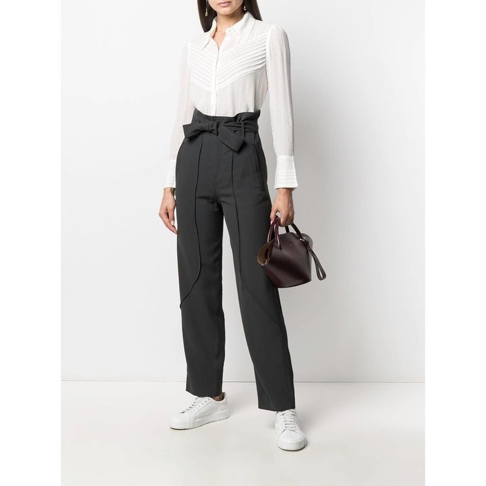 Ba&Sh Maurice Trousers Pants High-waisted Wool Blend Dark Charcoal Gray XS NWT
